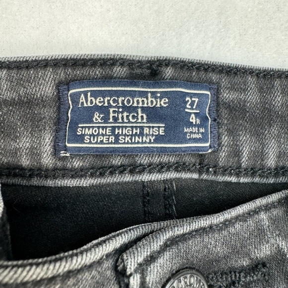 Abercrombie Fitch Simone High Rise Super Skinny Jeans Womens Sz 27/4 Black Wash - Picture 5 of 14